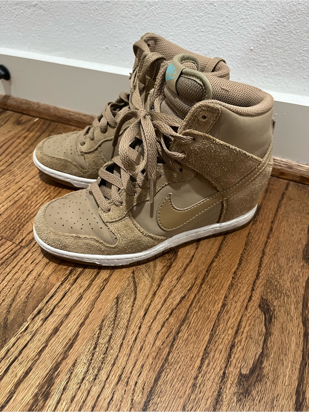 Nike Women’s High-Top Wedge Sneaker in Tan